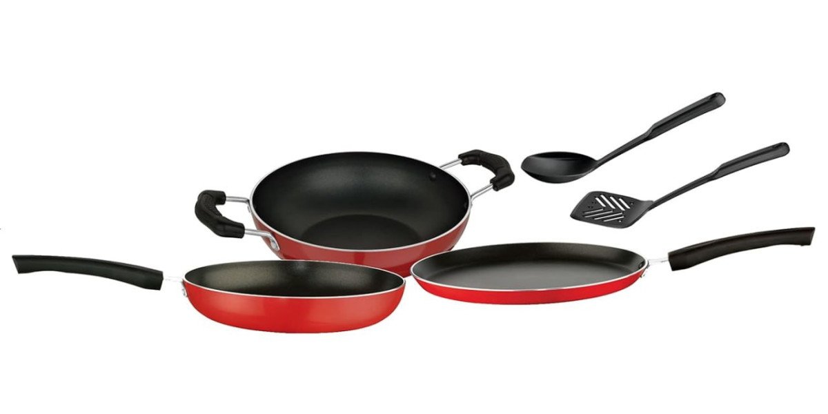 Nirlon Kitchen Accessories For Cooking Non Stick Aluminium 5 Pieces Cookwar