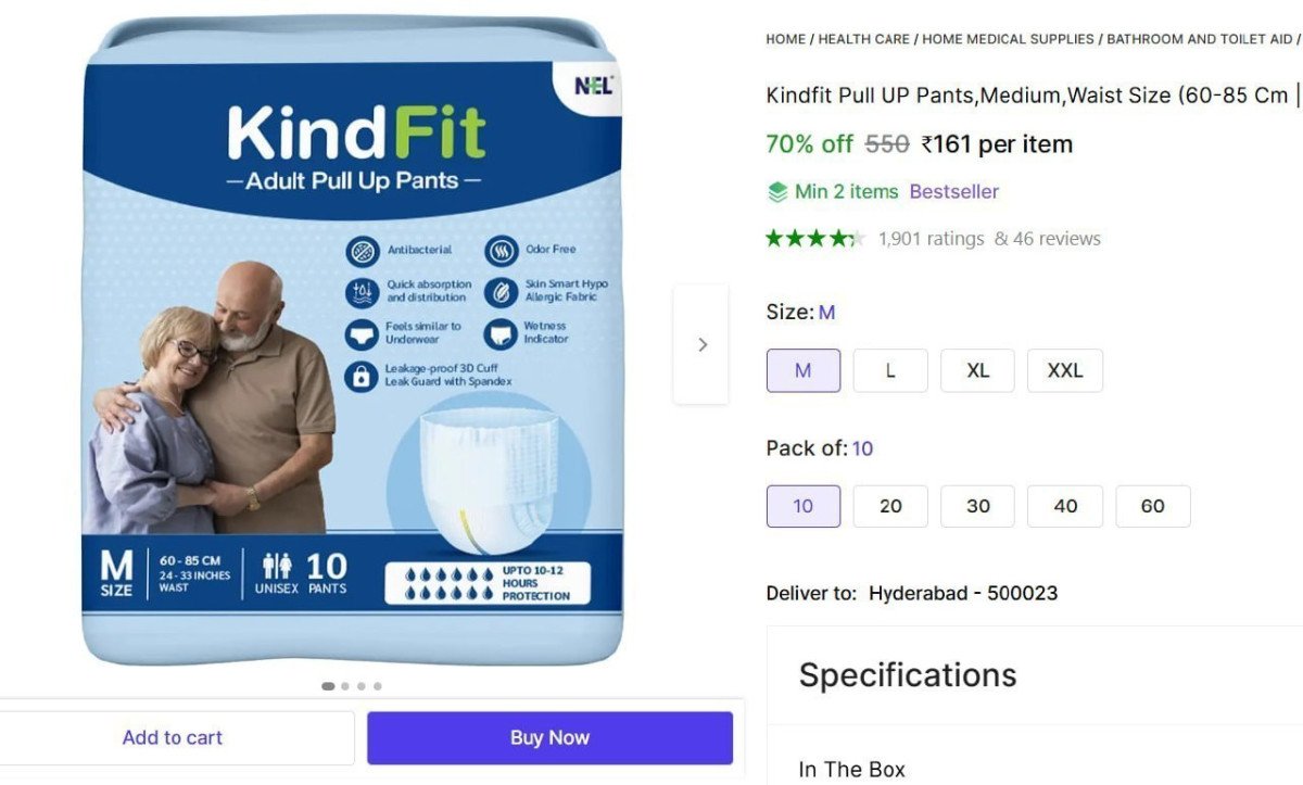 Adult Diapers - M Size 161 Min Buy - 2