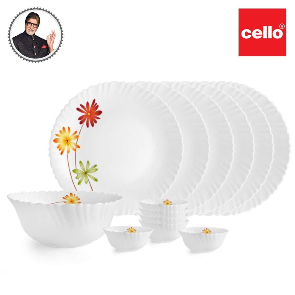 Cello Opalware Dazzle Margarita Dinner Set 19pcs White 903