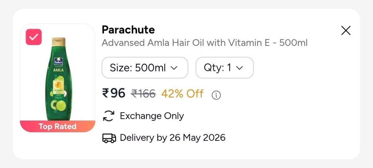 Parachute Hair Oil (500ml) At 96