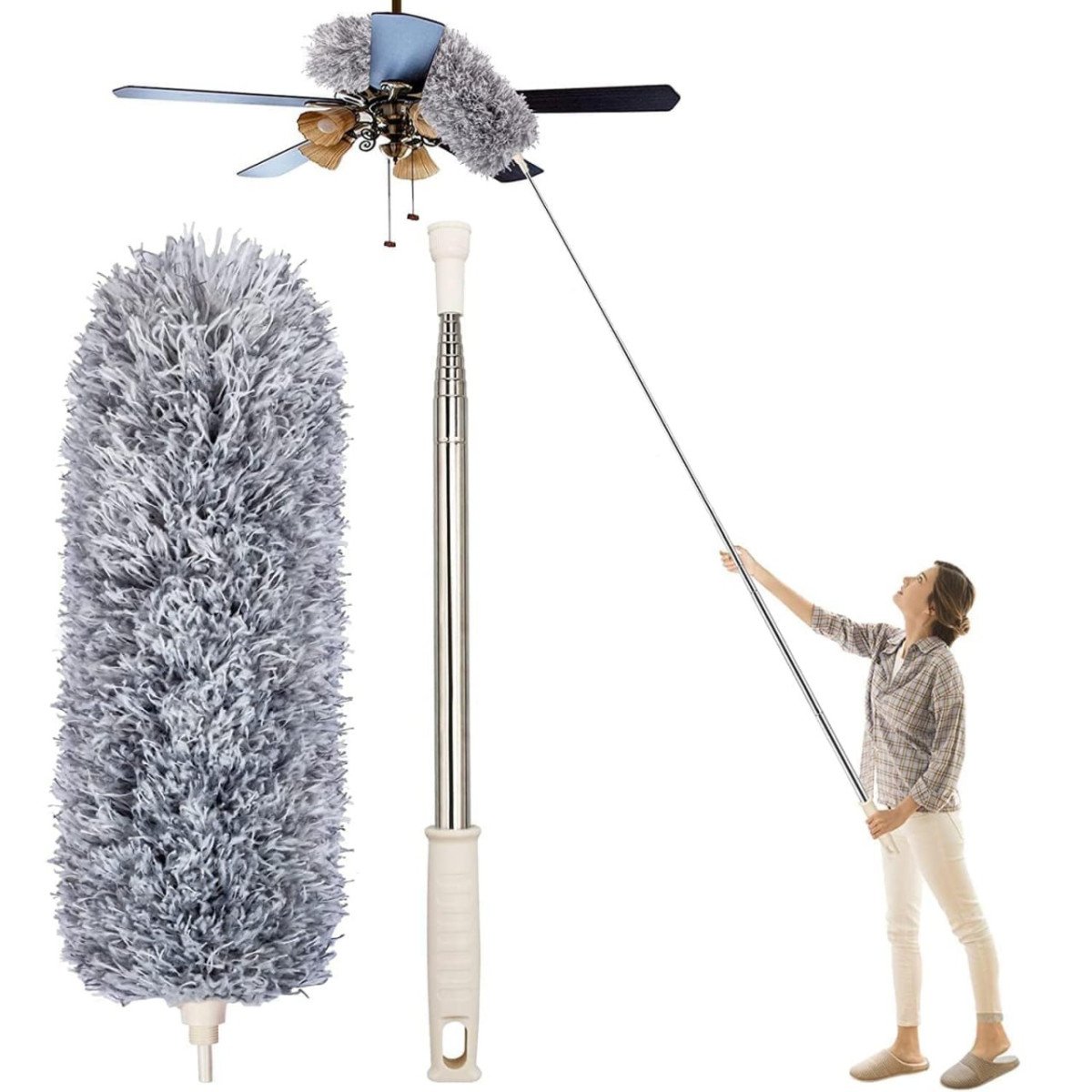 Sr Microfiber Feather Duster Bendable Extendable Fan Cleaning Mop With Long