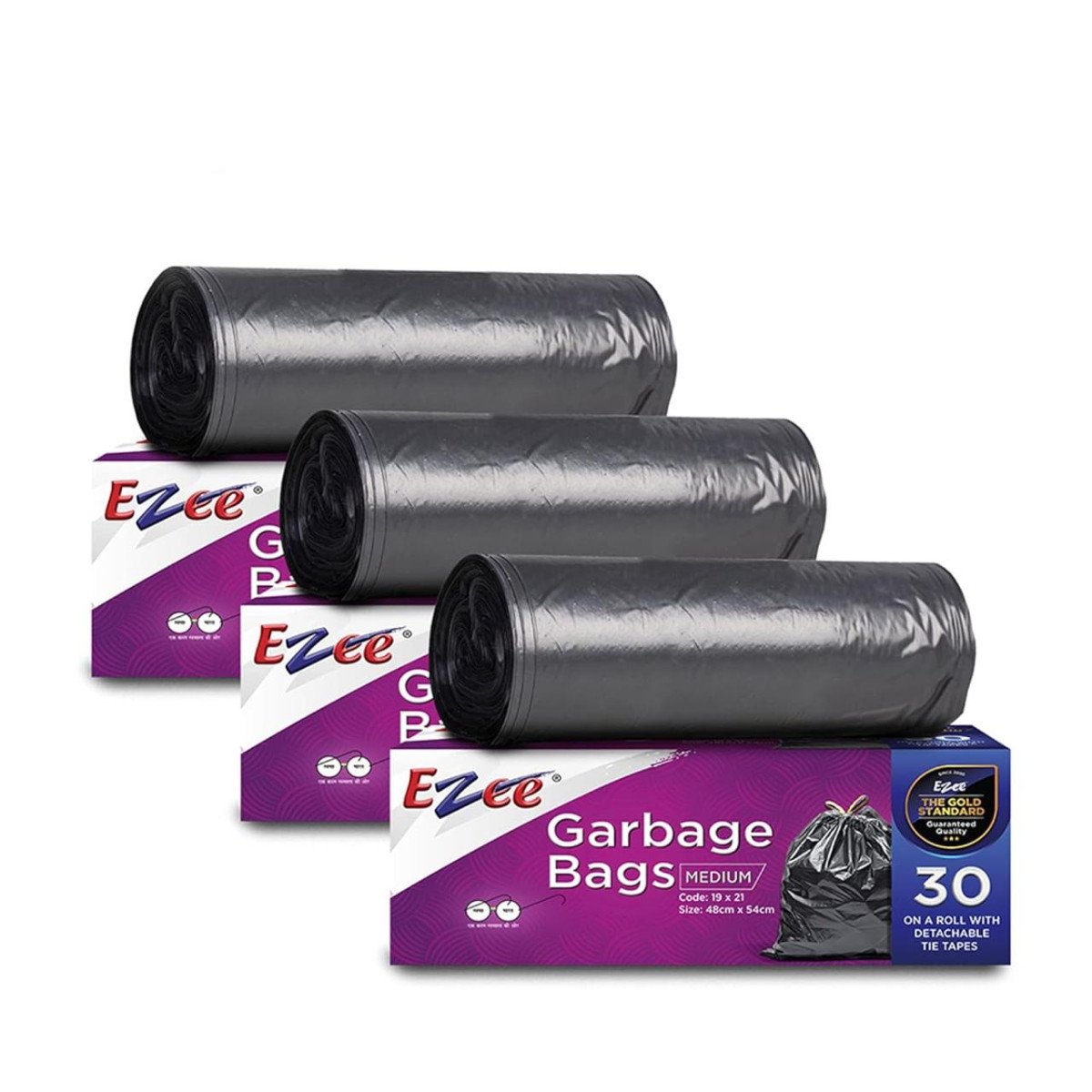 Ezee Live Life Ezee Way Black Garbage Bags For Dustbin 90 Pcs Medium 19 X 2