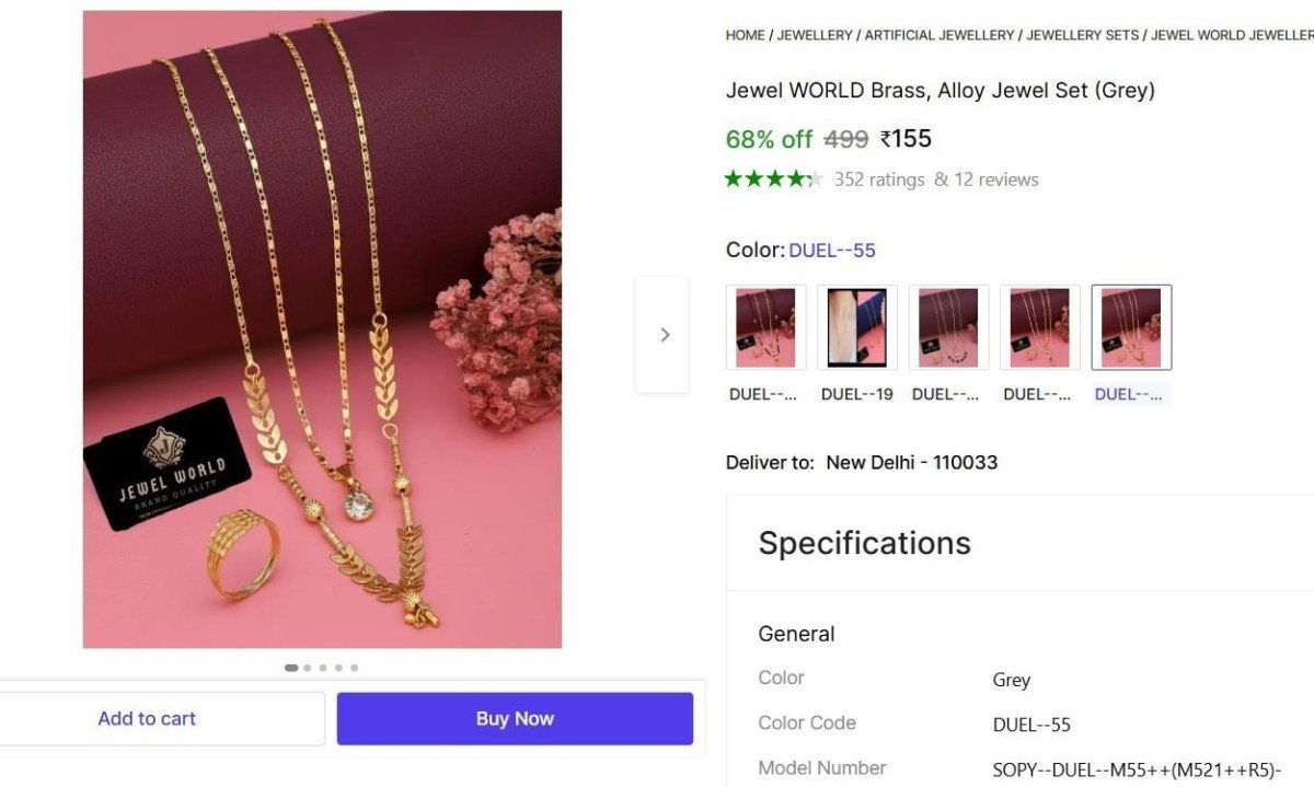 Women Alloy Jewel Set 155 More