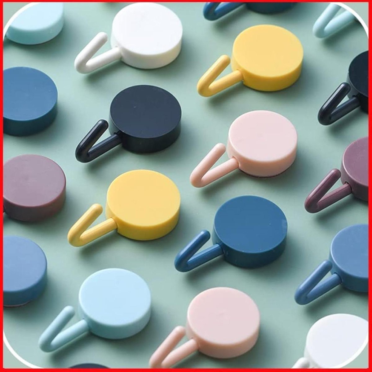 Wolpin Self Adhesive Wall Hooks Waterproof Adhesive Sticky Round Hooks (col