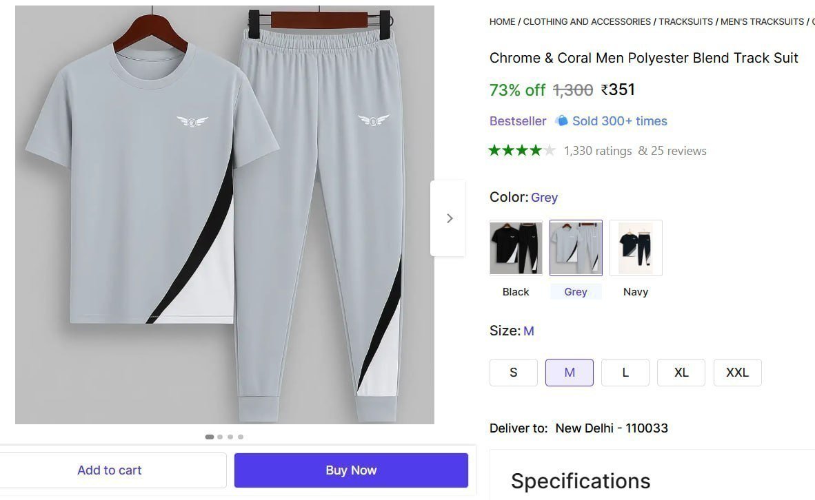 Men Polyester Blend Track Suit 351