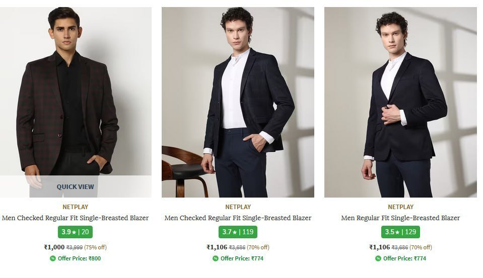 Loooot Many Options Network Netplay Blazer Nehru Jackts Minimum 70 From Rs 