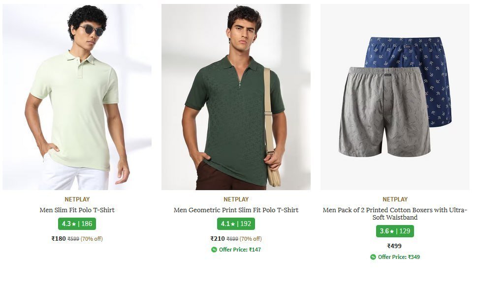 Looootnetplay Men S Clothing 80 Starting From Rs 105 Ajio