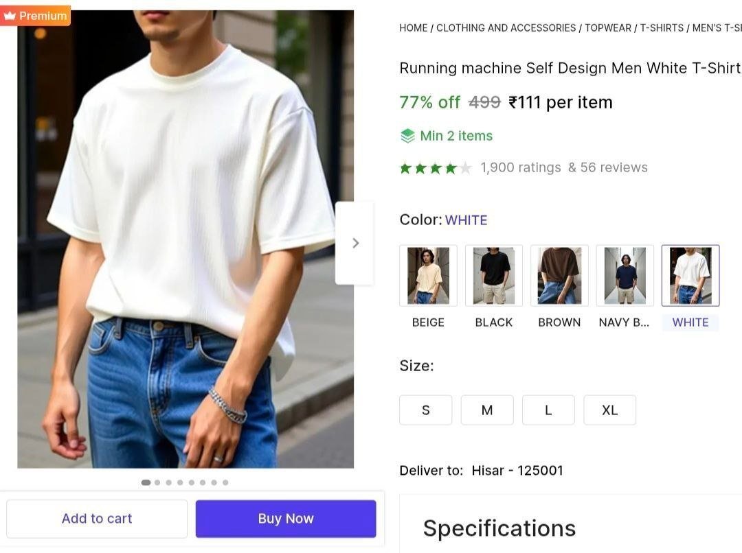 Men S White T-shirt 111 Minimum Qnty 2