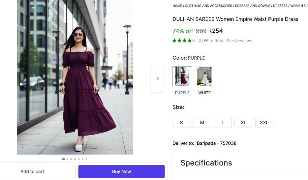 Women Empire Waist Purple Dress 254