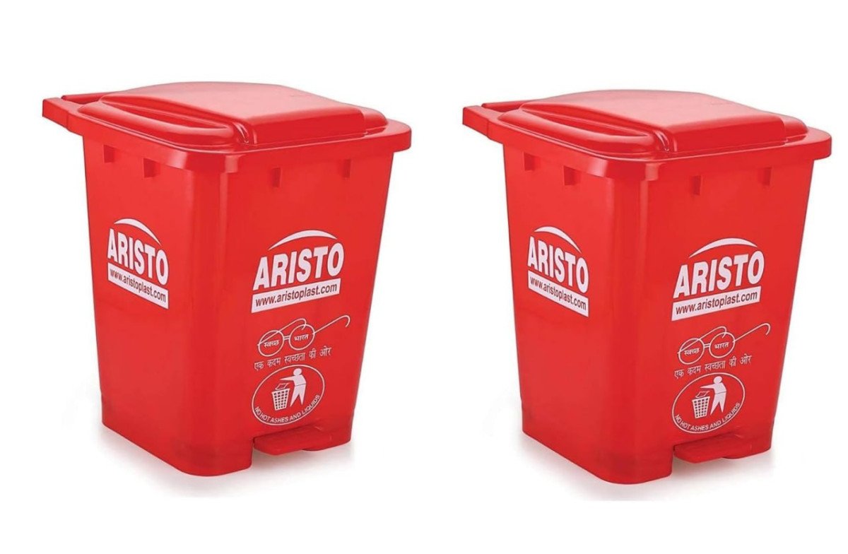 Aristo Plastic Pedal Garbage Waste Dustbin 45 Ltr Red Red (combo) 1 572