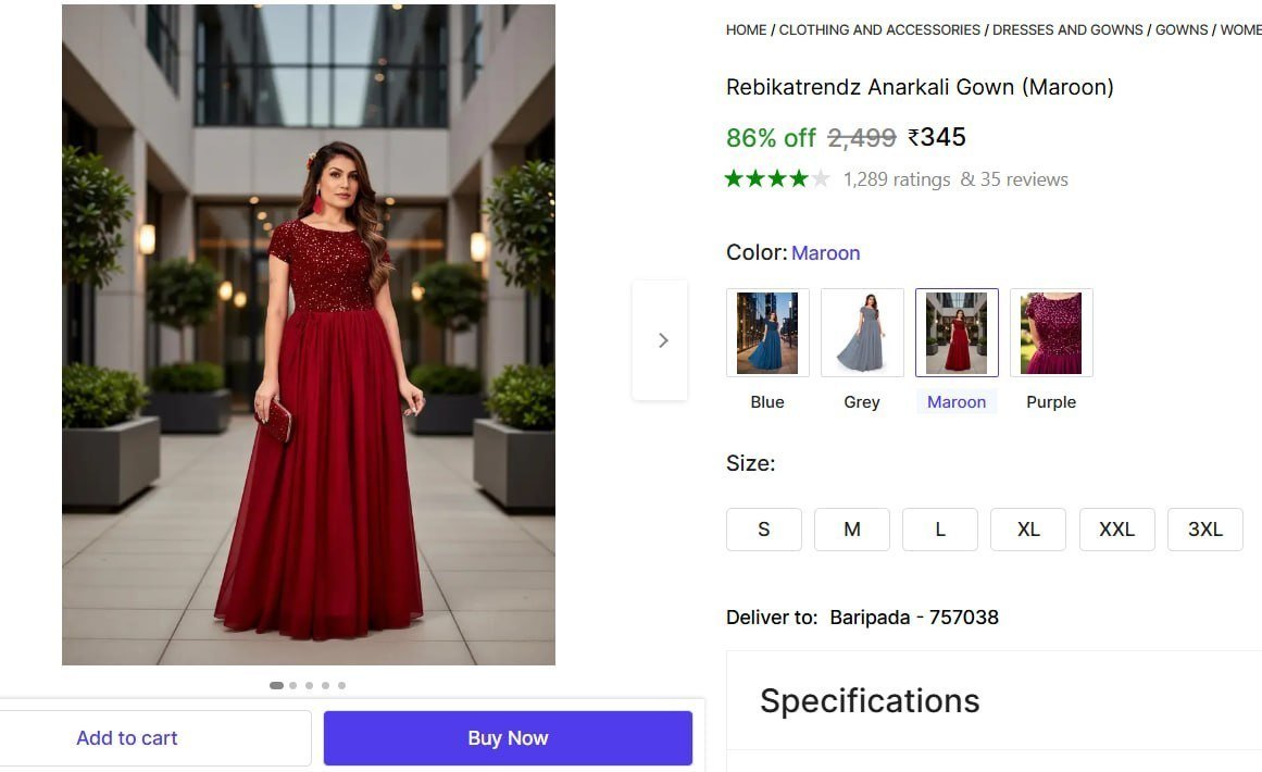 Anarkali Gown (maroon) 345