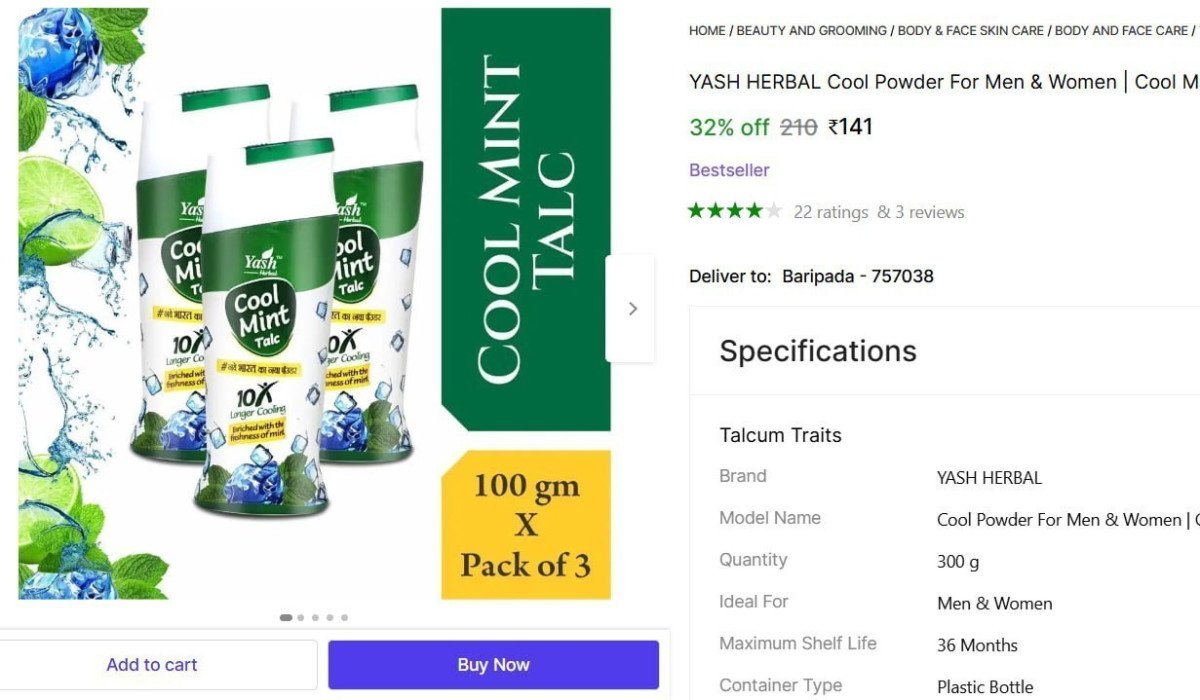 Cool Mint Talcum Powder (3 X 100 G) 141