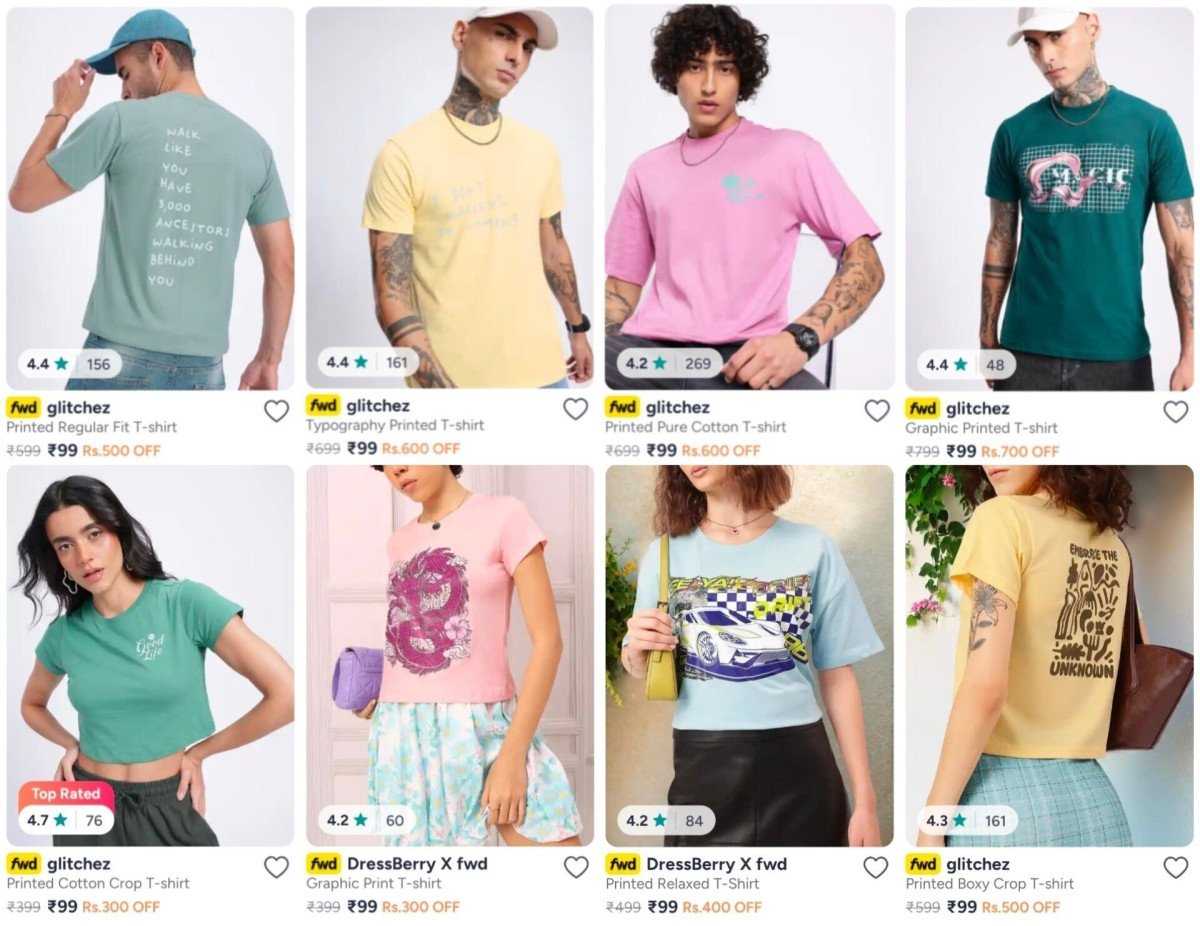 Loot Glitchez T-shirt At 99 Men Women