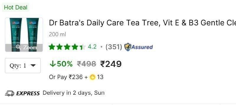 Dr Batra S Daily Care Face Wash (pack Of 2100ml) At 249
