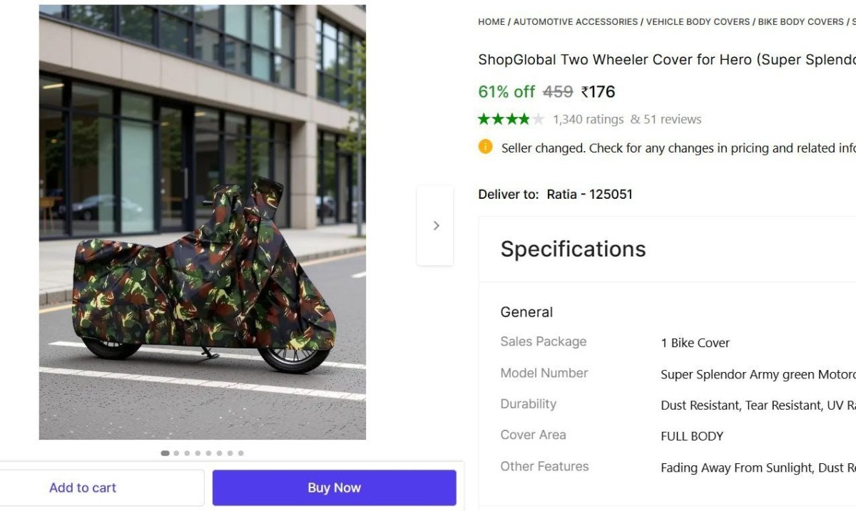 Two Wheeler Cover For Hero 176