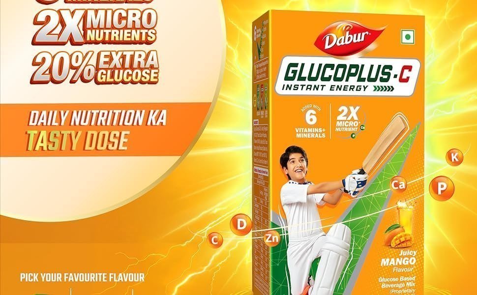 Dabur Gluco-c Glucose Powder 204 Mango Flavour Lemon Flavour