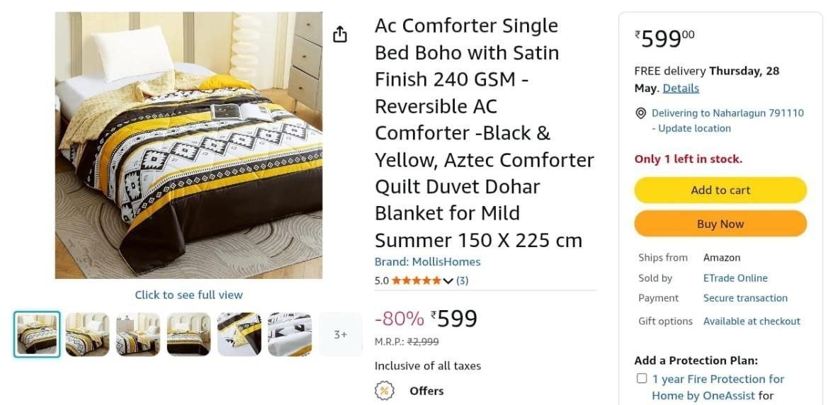Loottt Fastttac Comforter Single Bed Blanket 150 225 Cm 599 Perfect For Mil