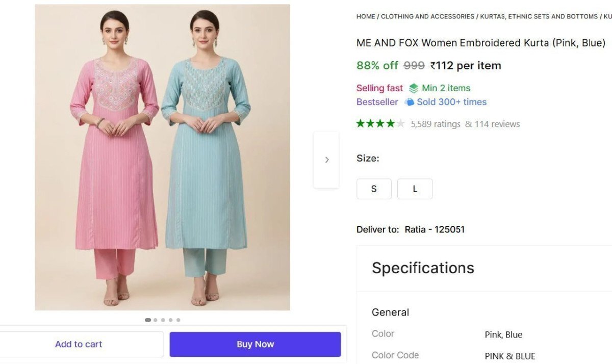 Women Embroidered Kurta 112 Min Buy - 2