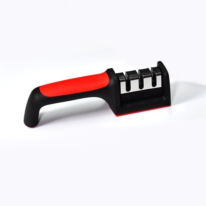 Manual Red Knife Sharpener 3 Stage Sharpening Tool For Ceramic Knife And St