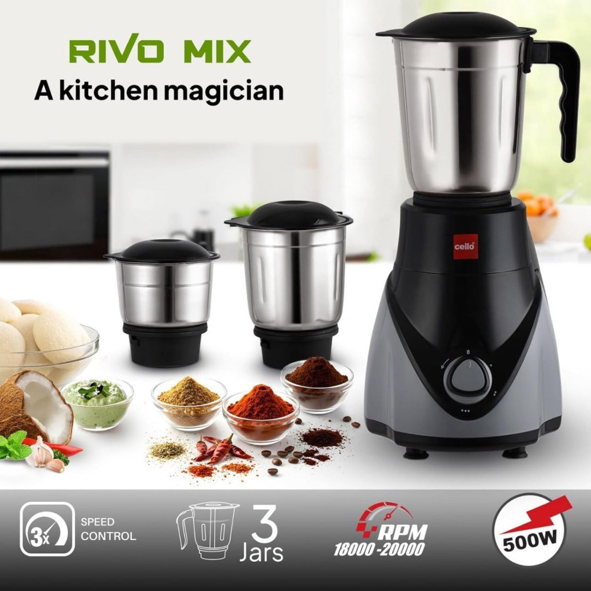 Cello Mixer Grinder 500 Watts 1843 Apply 3 Coupon