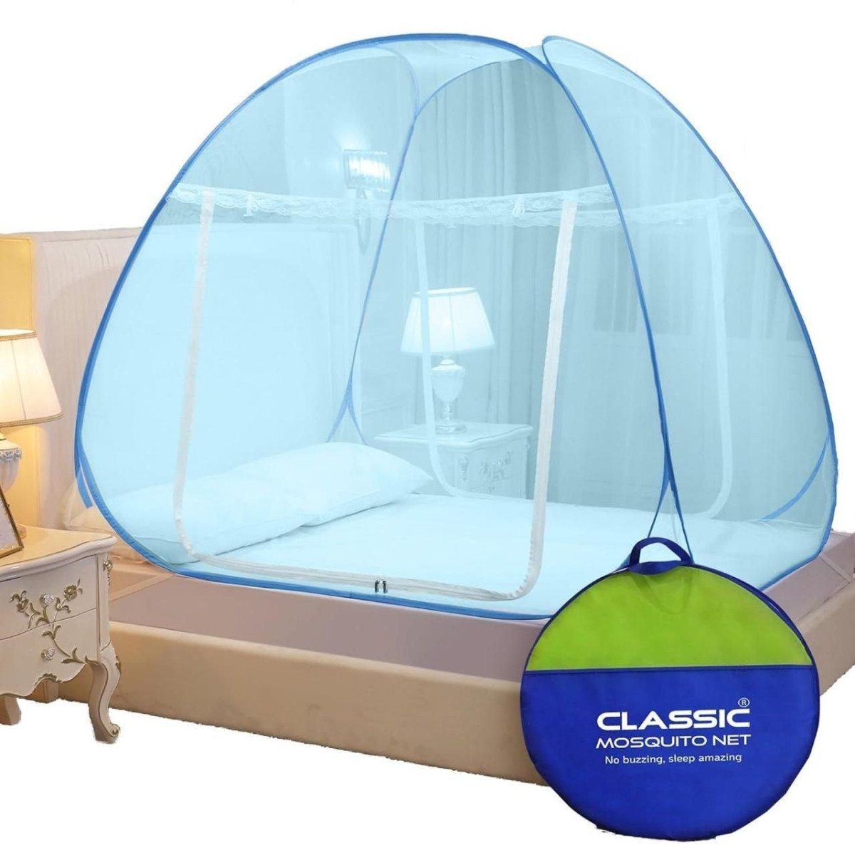 Classic Mosquito Net For Double Bed Queen Size Foldable Machardani Polyeste