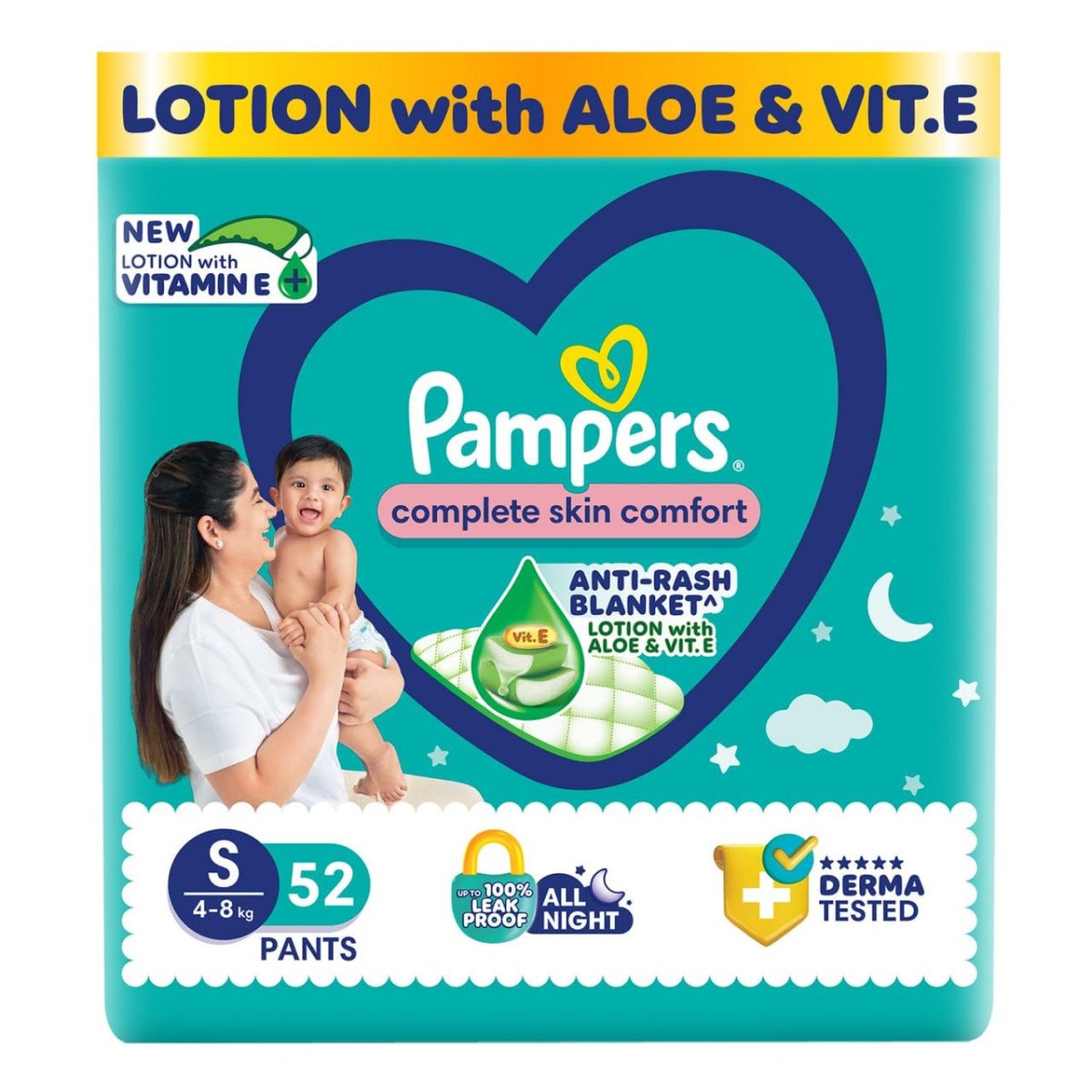 Pampers Complete Skin Comfort Pants (sm) 52 Count Anti-rash Blanket Lotion 