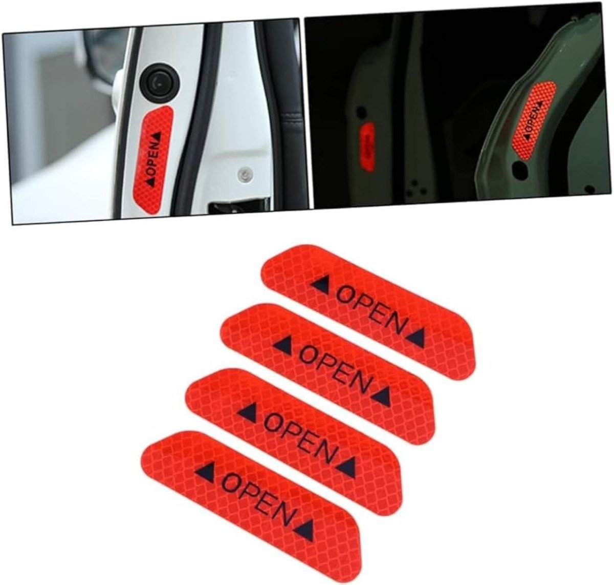 Careflection Car Door Reflective Open Warning Safety Sticker(red) 143