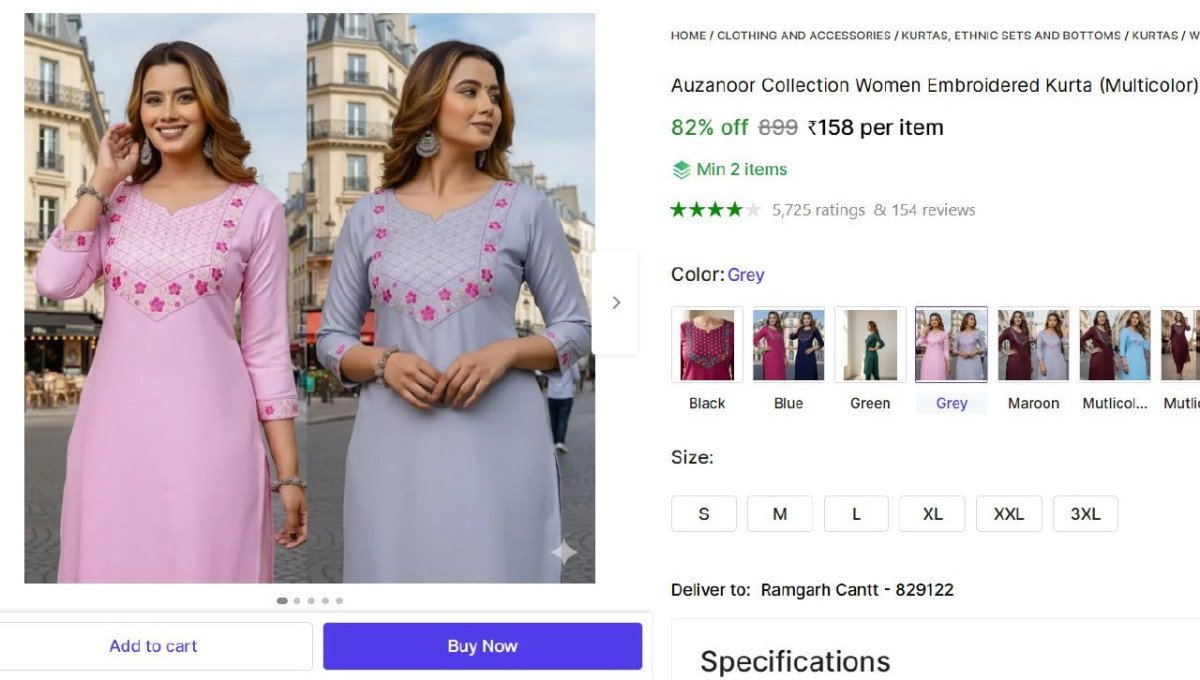 Women Printed Kurta 158 Min Buy - 2