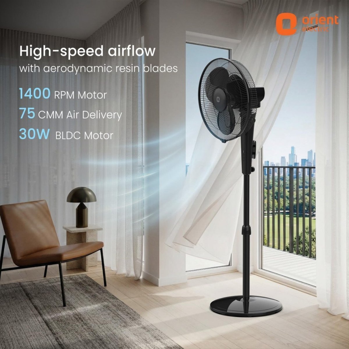 Orient Electric Harrier Bldc Stand Fan With Remote 3749