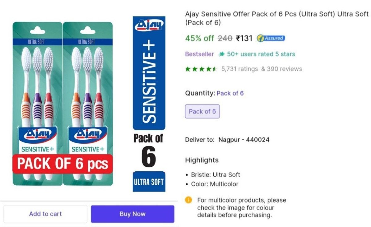 Ultra Soft Toothbrush (pack Of 6) 131