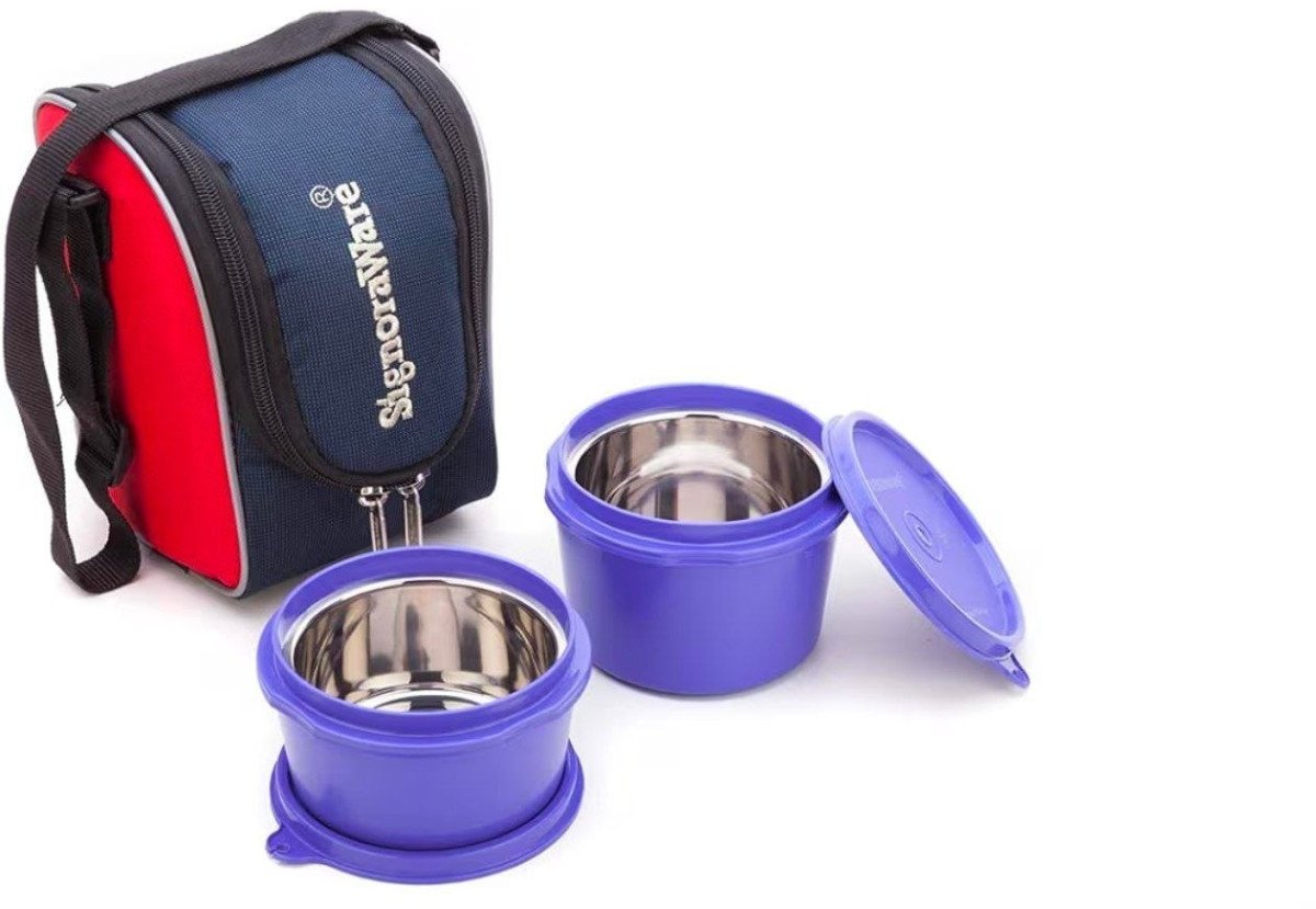 Signoraware Stainless Steel 2-tier Violet Lunch Box Set Of 2 For 353