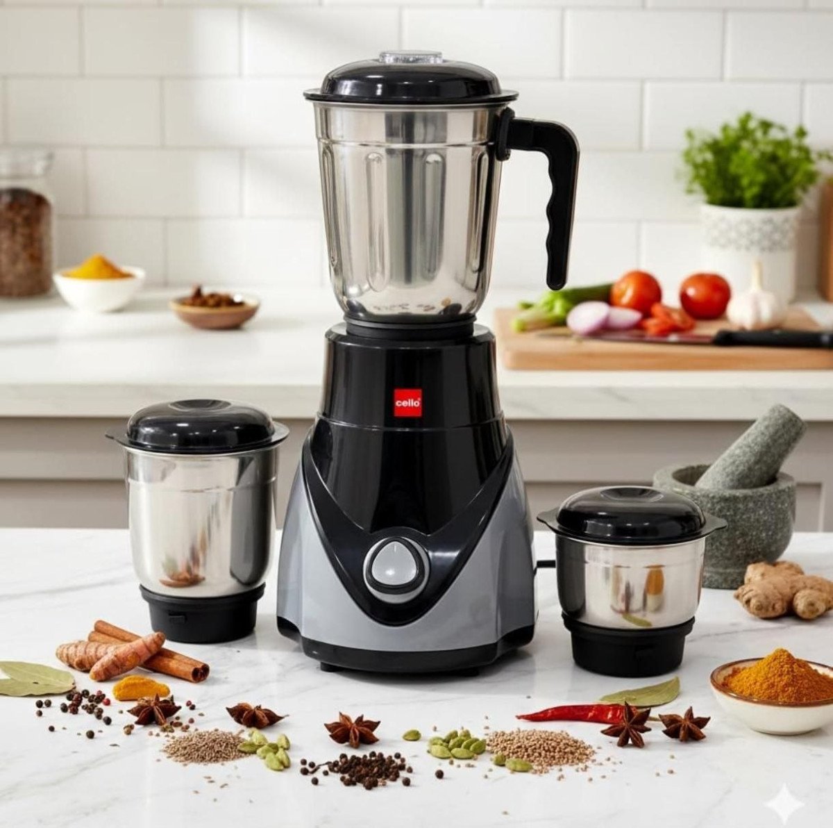 Cello Rivo Mix 3 Jar Isi Certified Mixer Grinder 500 Watts Black Grey 1 842