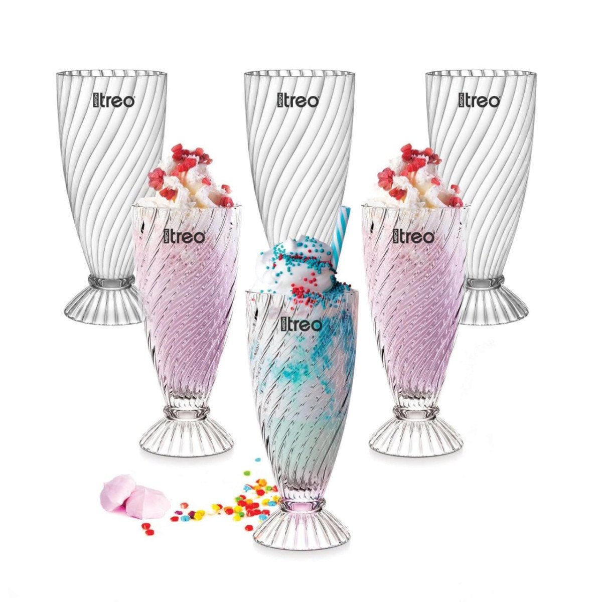 Treo By Milton Swirl Sundae Dessert Bowls Set Of 6 355 Ml Each 481