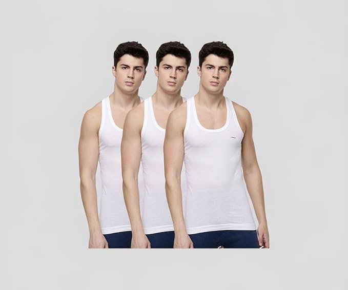 Dollar Lehar Men Combed Cotton Round Neck Vest -white 240