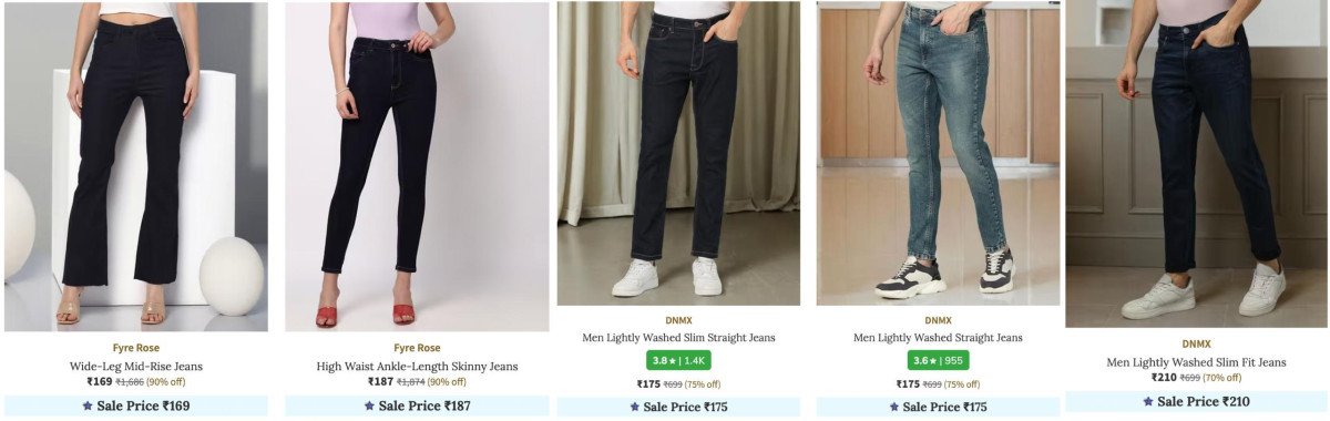 Ajio Loot Jeans Starts 169 Women Men - ajio minimum 90 off sale