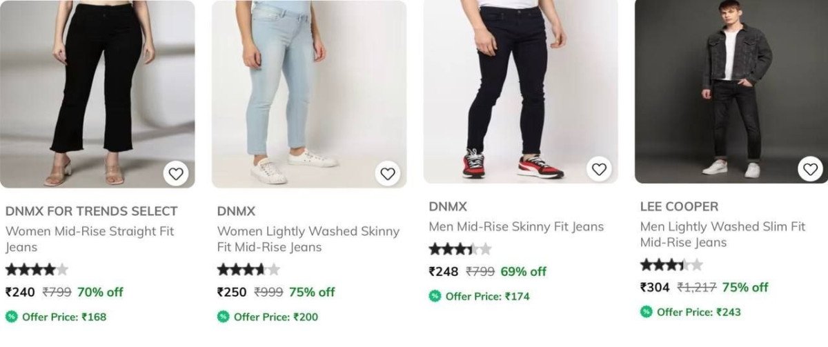 Ajio Loot Jeans Starts For 240 Women S Mens - ajio minimum 90 off sale