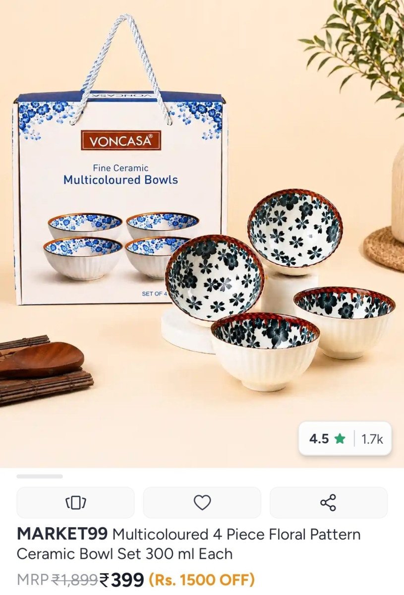 Myntra Glass Jars 300 Ml At Just Rs 329 4 Pieces Bowls 300ml Each At Just R - budget fashion shopping