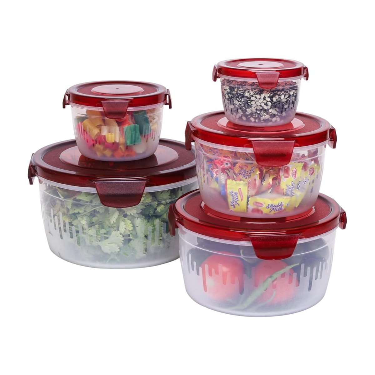 Pearlpet Pp Container Circular Plastic Food Storage Container With Air Tigh