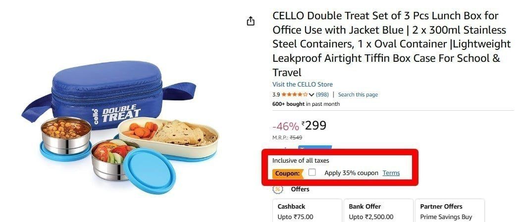 Cello Double Treat Set Of 3 Pcs Lunch Box 194apply 35 Couponmaster Link