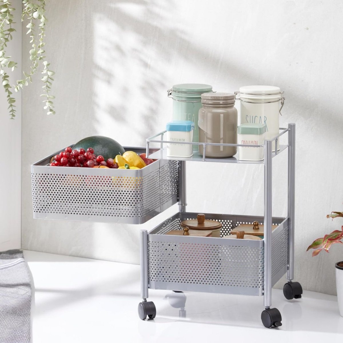 Amazon Brand - Solimo 360 Revolving Preassembled Heavy-duty 2 Layer Square 