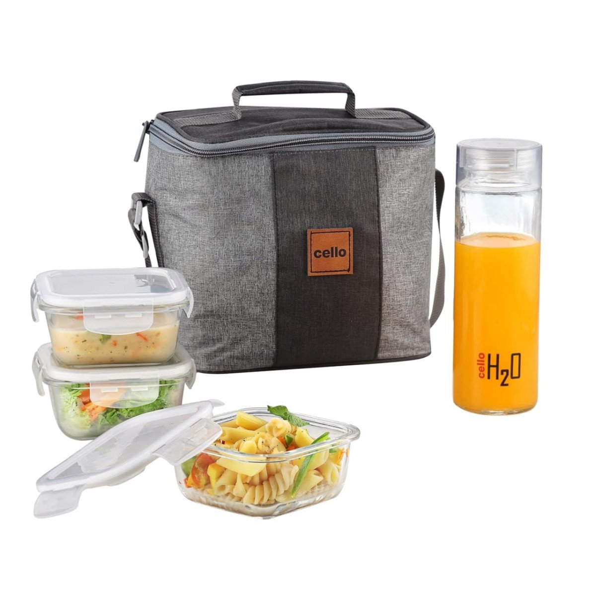 Cello Glassy Square Lunch Box With Jacket For Office Transparent 3 X 320ml 