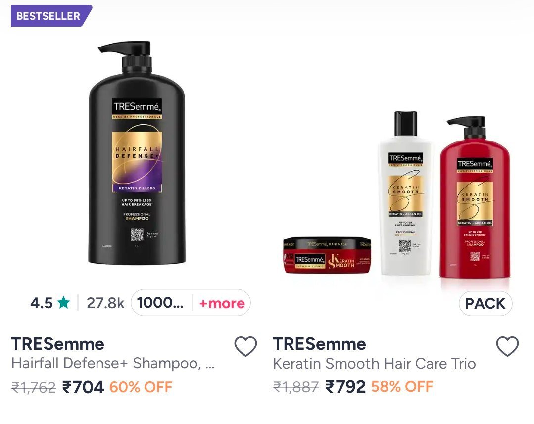 Myntra 65 On Hair Care Dove Tresemme Loral Paris P