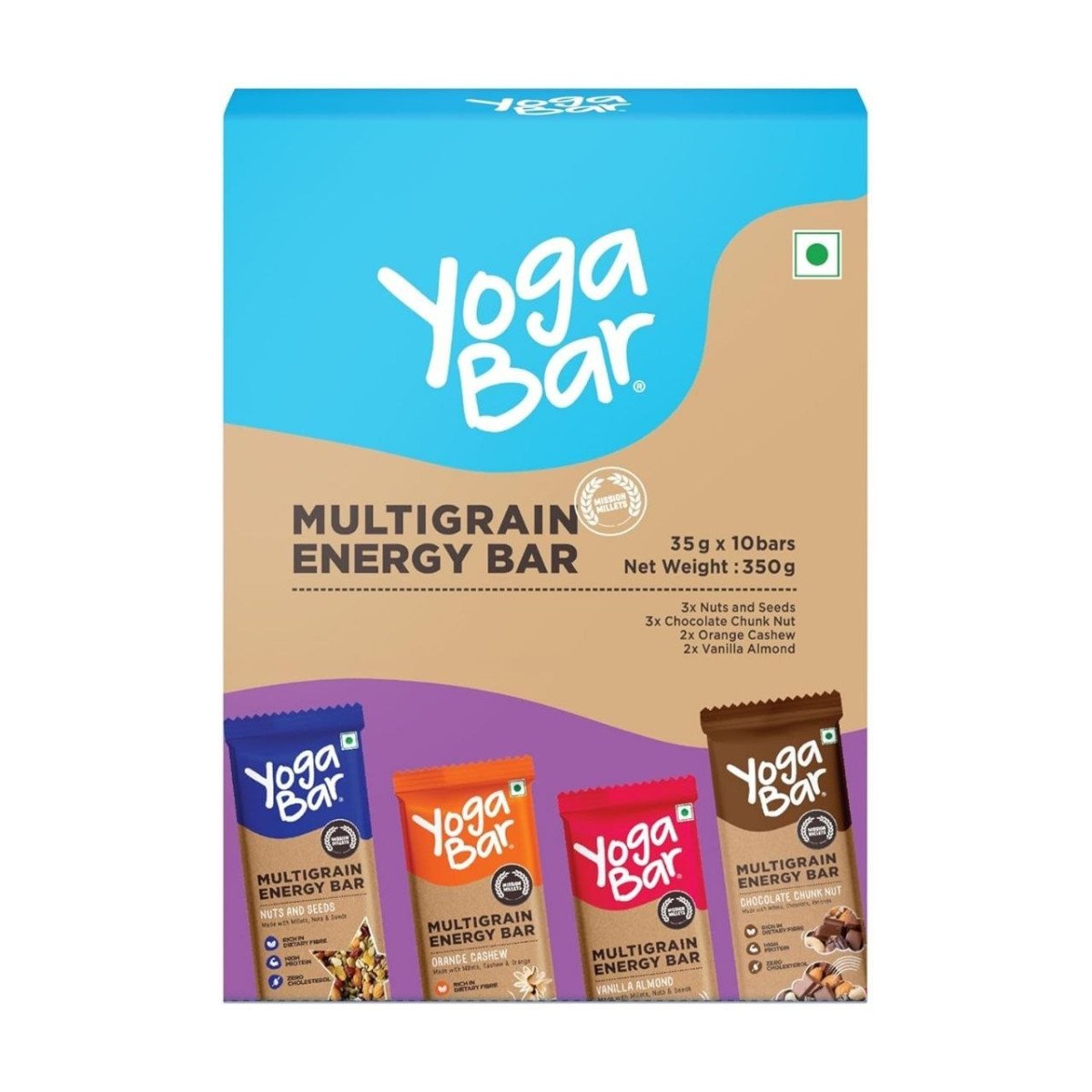 Yogabar Multigrain Energy Bar Variety Pack 10 Bars