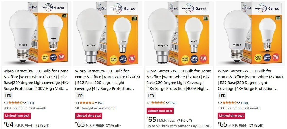 90 On Wipro Led Bulbs