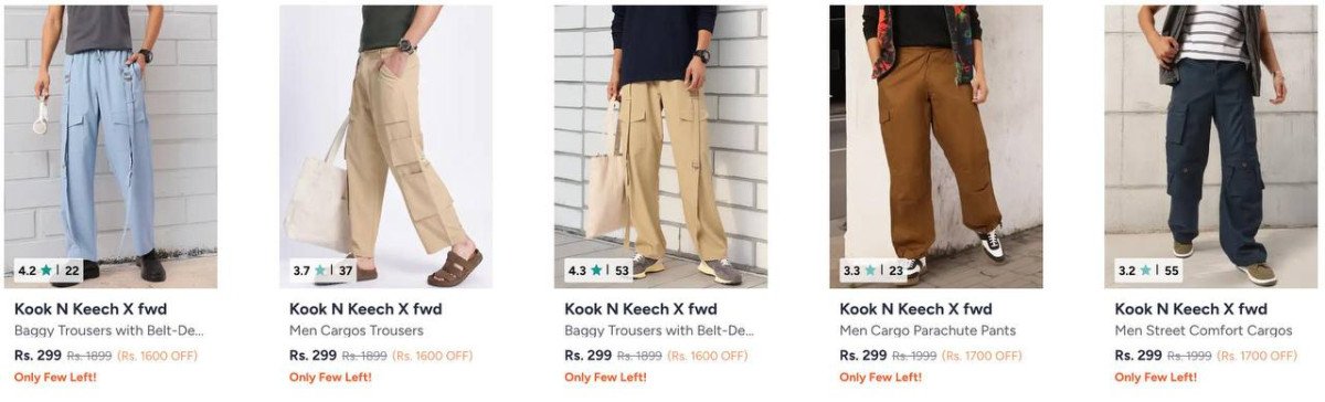 Myntra Loot Kook N Keech Cargo Trousers 299