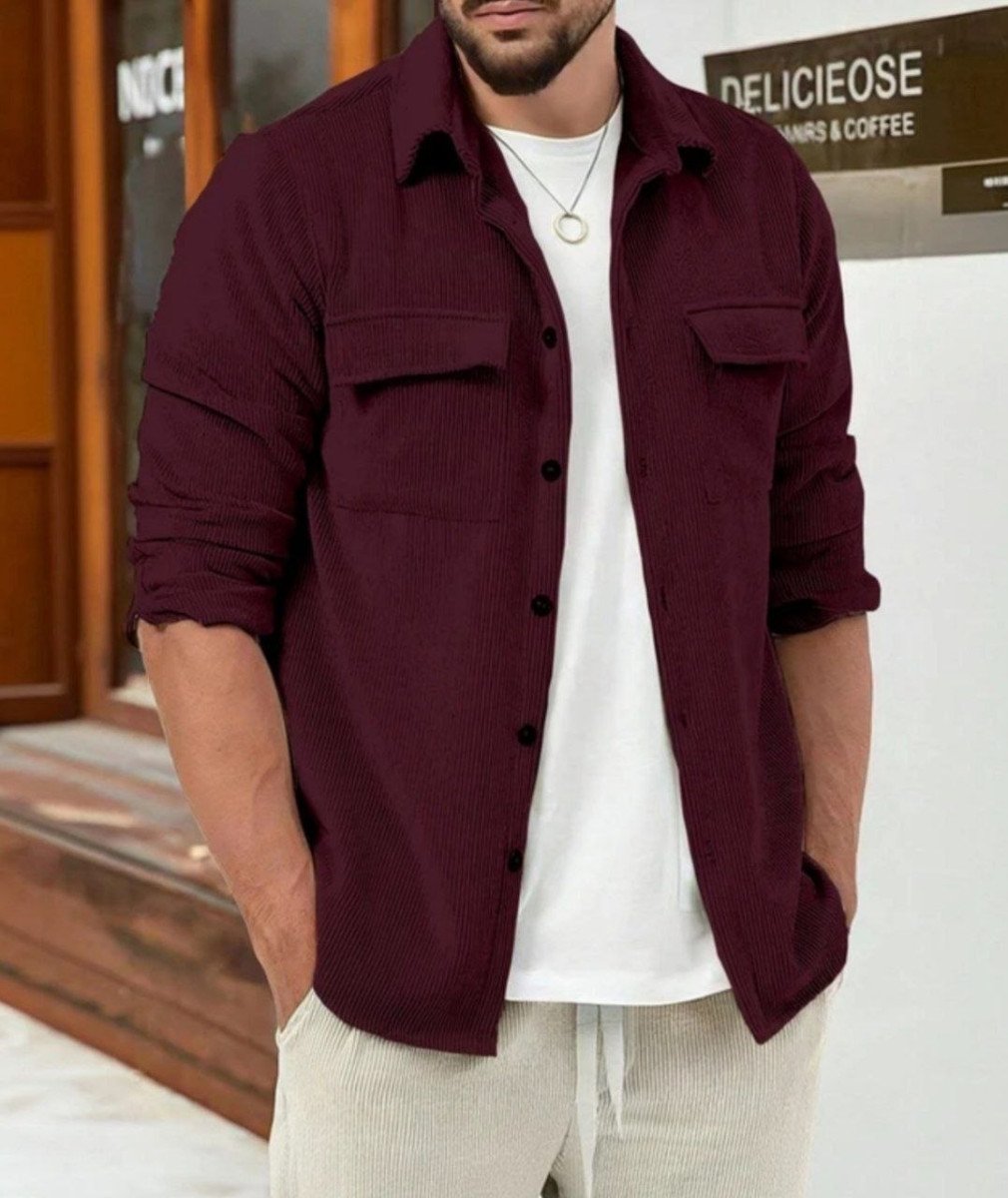 Combraided Men Self Design Casual Maroon Shirt At 399