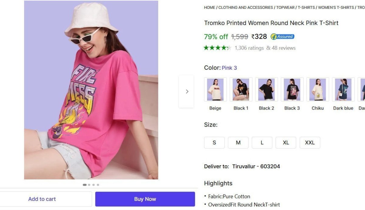 Women Oversized Round Neck T-shirt 328