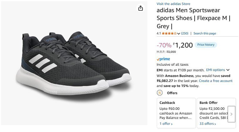 Adidas Men Sportswear Sports Shoes 1200