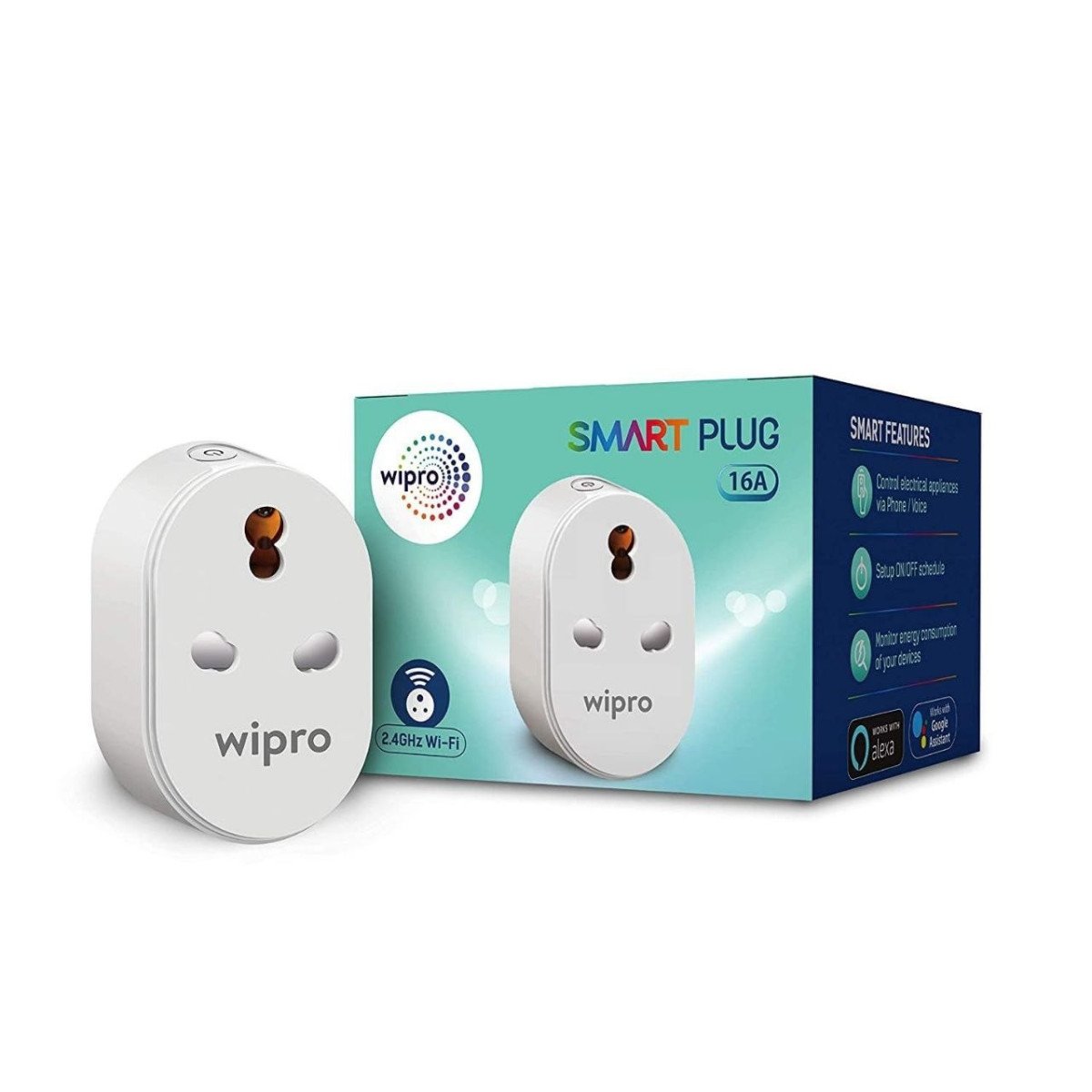 Wipro 16a Wi-fi Smart Plug With Energy Monitoring- Suitable For Large Appli