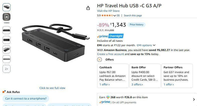 Hp Travel Hub Usb -c G3 A P 1343